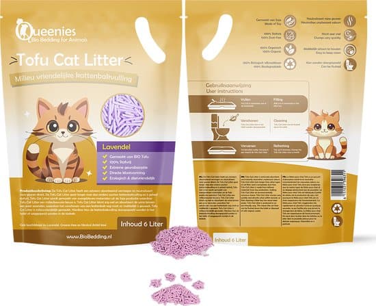 Plantaardige tofu kattenbakvulling met fijne klontvormende korrels
