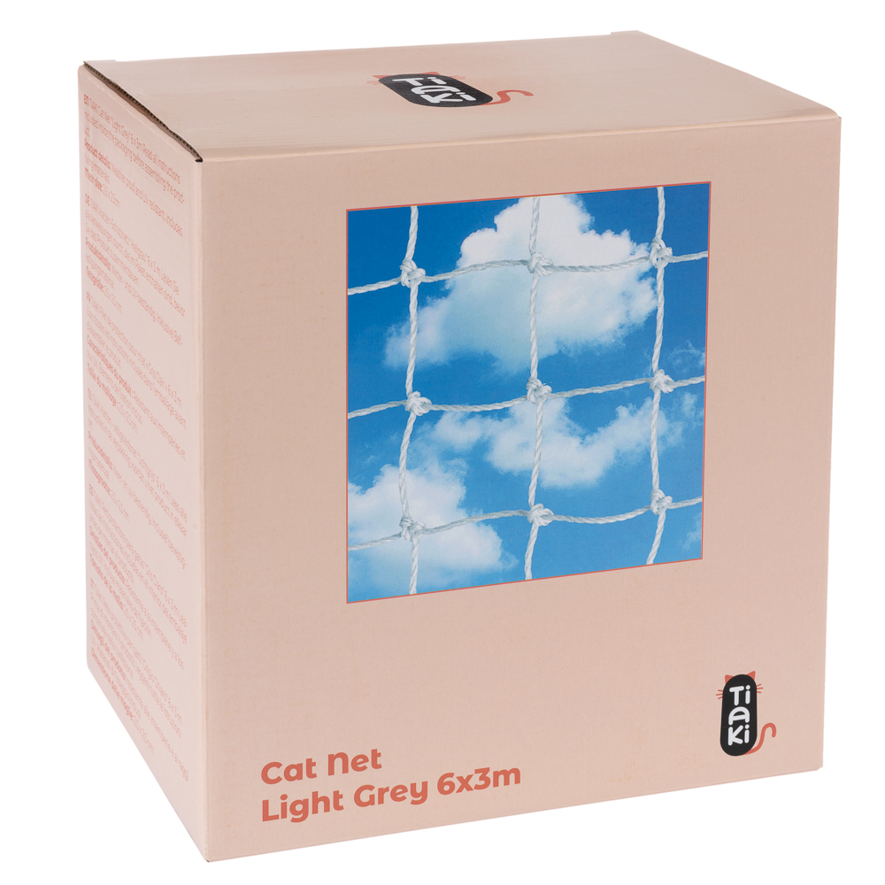 TIAKI kattennet met draadversterking in lichtgrijs, maat 6 x 3 m